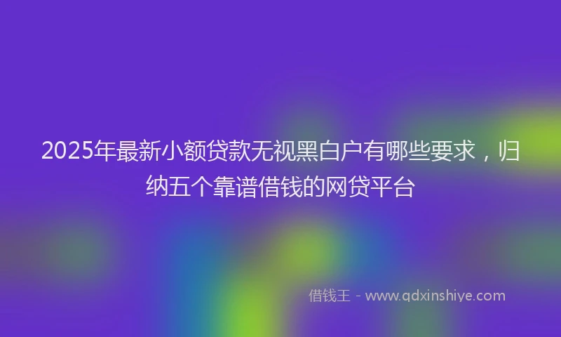 2025年最新小额贷款无视黑白户有哪些要求，归纳五个靠谱借钱的网贷平台