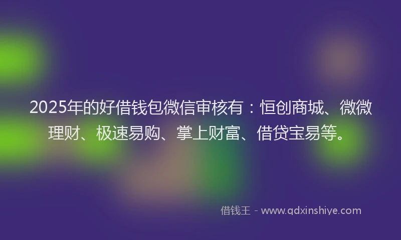 2025年的好借钱包微信审核有：恒创商城、微微理财、极速易购、掌上财富、借贷宝易等。