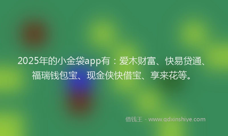 2025年的小金袋app有：爱木财富、快易贷通、福瑞钱包宝、现金侠快借宝、享来花等。