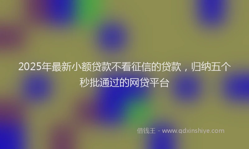 2025年最新小额贷款不看征信的贷款，归纳五个秒批通过的网贷平台