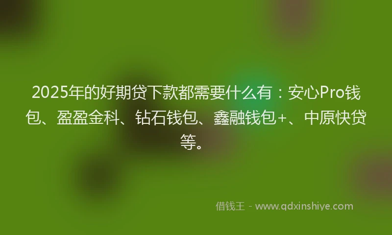 2025年的好期贷下款都需要什么有：安心Pro钱包、盈盈金科、钻石钱包、鑫融钱包+、中原快贷等。