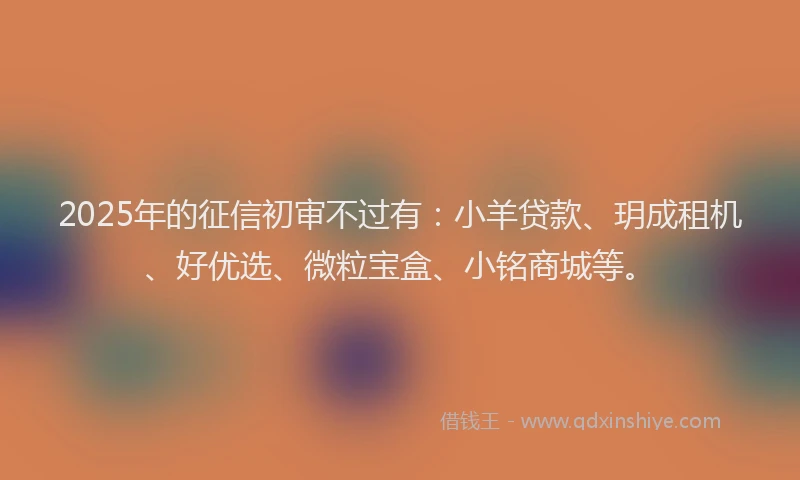 2025年的征信初审不过有：小羊贷款、玥成租机、好优选、微粒宝盒、小铭商城等。