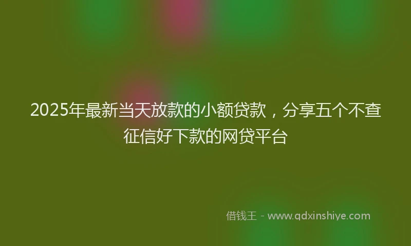 2025年最新当天放款的小额贷款，分享五个不查征信好下款的网贷平台