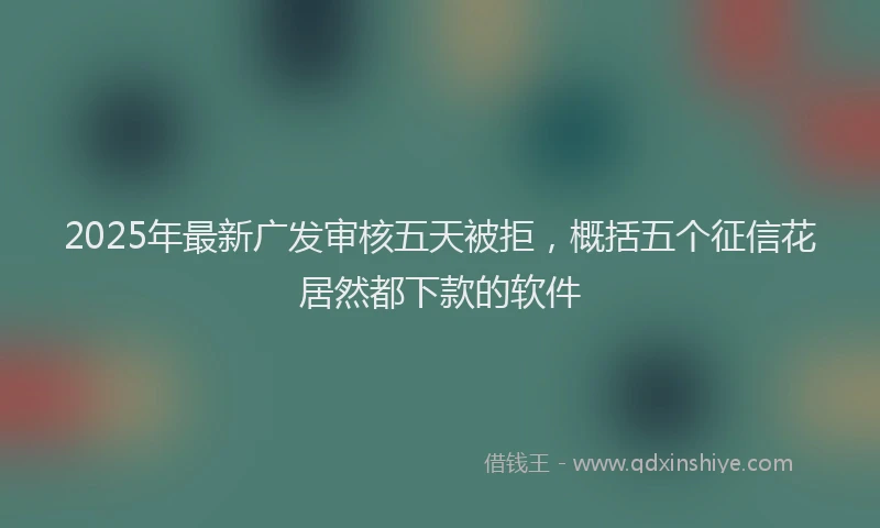 2025年最新广发审核五天被拒，概括五个征信花居然都下款的软件