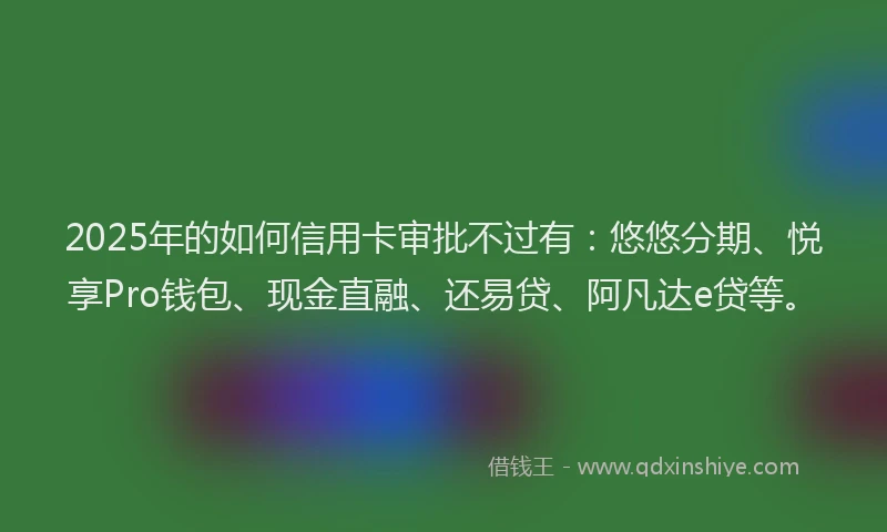 2025年的如何信用卡审批不过有：悠悠分期、悦享Pro钱包、现金直融、还易贷、阿凡达e贷等。