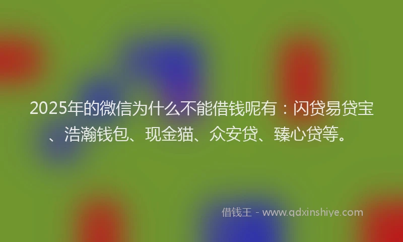 2025年的微信为什么不能借钱呢有：闪贷易贷宝、浩瀚钱包、现金猫、众安贷、臻心贷等。