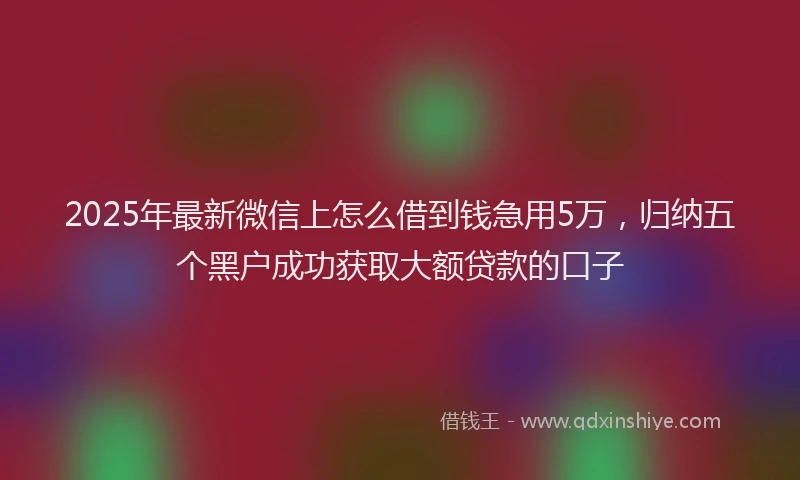 2025年最新微信上怎么借到钱急用5万，归纳五个黑户成功获取大额贷款的口子
