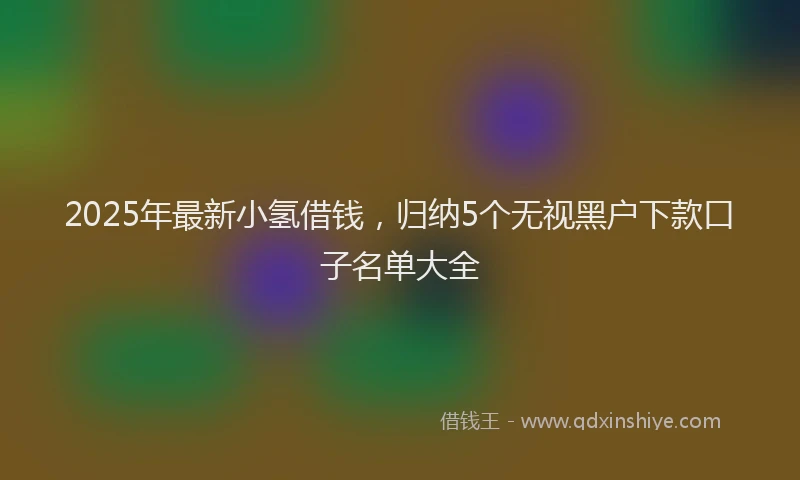 2025年最新小氢借钱，归纳5个无视黑户下款口子名单大全
