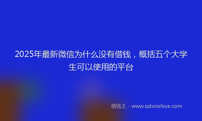 2025年最新微信为什么没有借钱，概括五个大学生可以使用的平台