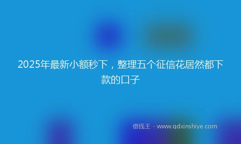 2025年最新小额秒下，整理五个征信花居然都下款的口子