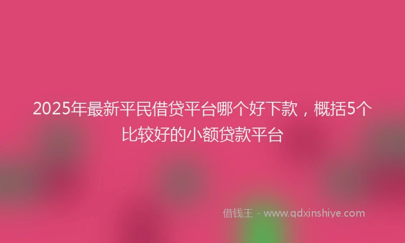 2025年最新平民借贷平台哪个好下款，概括5个比较好的小额贷款平台