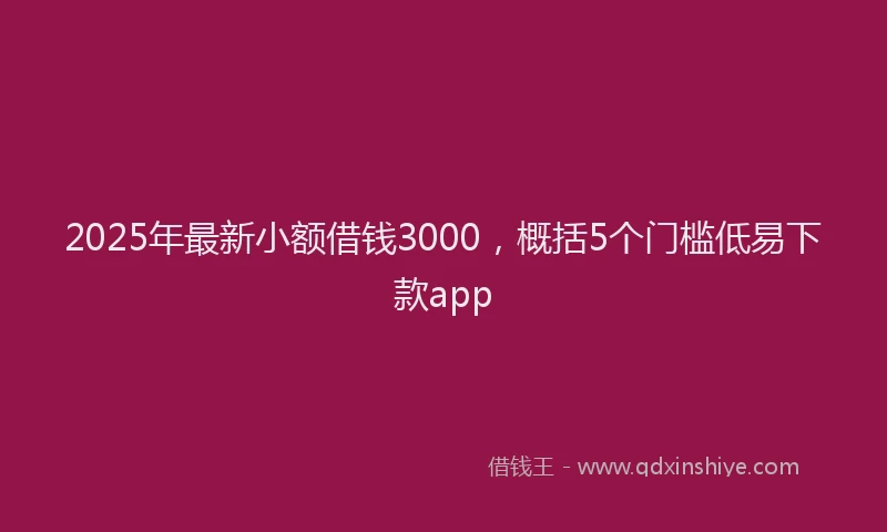 2025年最新小额借钱3000，概括5个门槛低易下款app