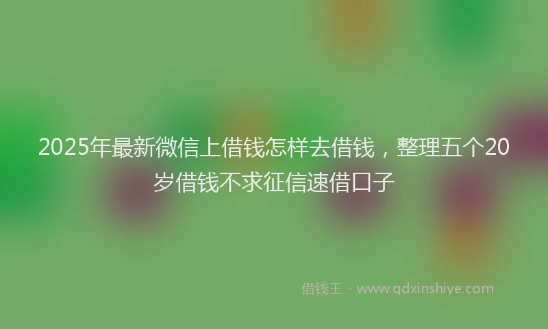 2025年最新微信上借钱怎样去借钱，整理五个20岁借钱不求征信速借口子