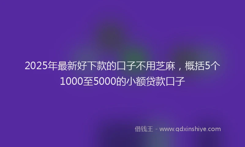 2025年最新好下款的口子不用芝麻，概括5个1000至5000的小额贷款口子