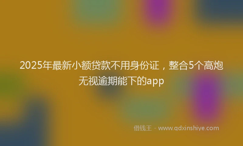 2025年最新小额贷款不用身份证，整合5个高炮无视逾期能下的app