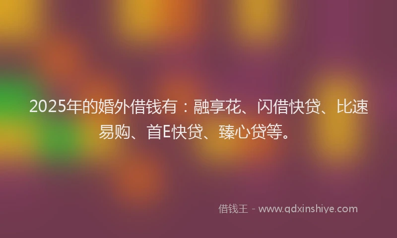 2025年的婚外借钱有：融享花、闪借快贷、比速易购、首E快贷、臻心贷等。
