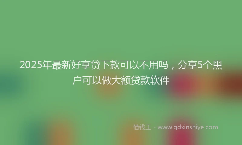 2025年最新好享贷下款可以不用吗，分享5个黑户可以做大额贷款软件