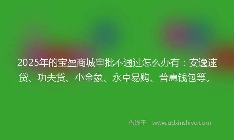 2025年的宝盈商城审批不通过怎么办有：安逸速贷、功夫贷、小金象、永卓易购、普惠钱包等。