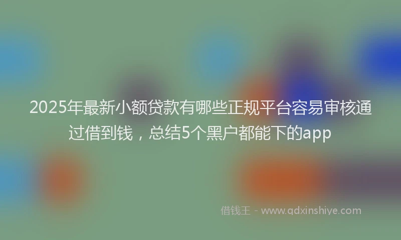 2025年最新小额贷款有哪些正规平台容易审核通过借到钱，总结5个黑户都能下的app