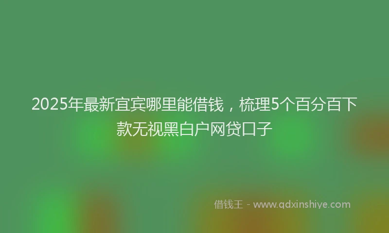 2025年最新宜宾哪里能借钱，梳理5个百分百下款无视黑白户网贷口子