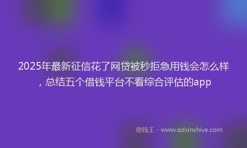 2025年最新征信花了网贷被秒拒急用钱会怎么样，总结五个借钱平台不看综合评估的app