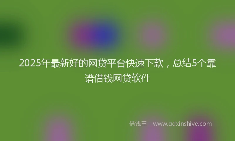 2025年最新好的网贷平台快速下款，总结5个靠谱借钱网贷软件