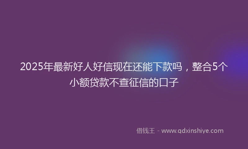 2025年最新好人好信现在还能下款吗，整合5个小额贷款不查征信的口子