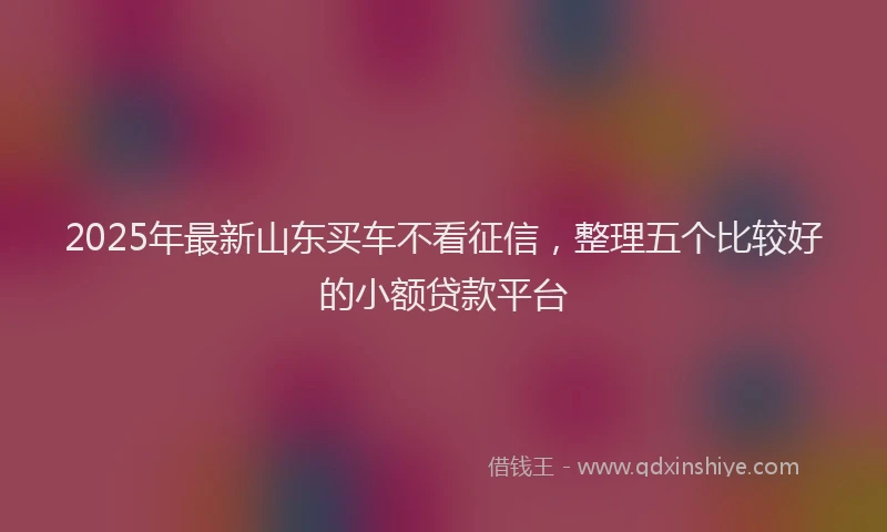 2025年最新山东买车不看征信，整理五个比较好的小额贷款平台