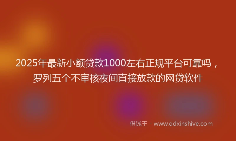 2025年最新小额贷款1000左右正规平台可靠吗，罗列五个不审核夜间直接放款的网贷软件