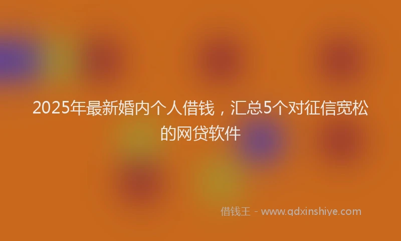 2025年最新婚内个人借钱，汇总5个对征信宽松的网贷软件