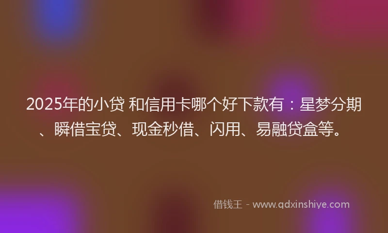 2025年的小贷 和信用卡哪个好下款有：星梦分期、瞬借宝贷、现金秒借、闪用、易融贷盒等。