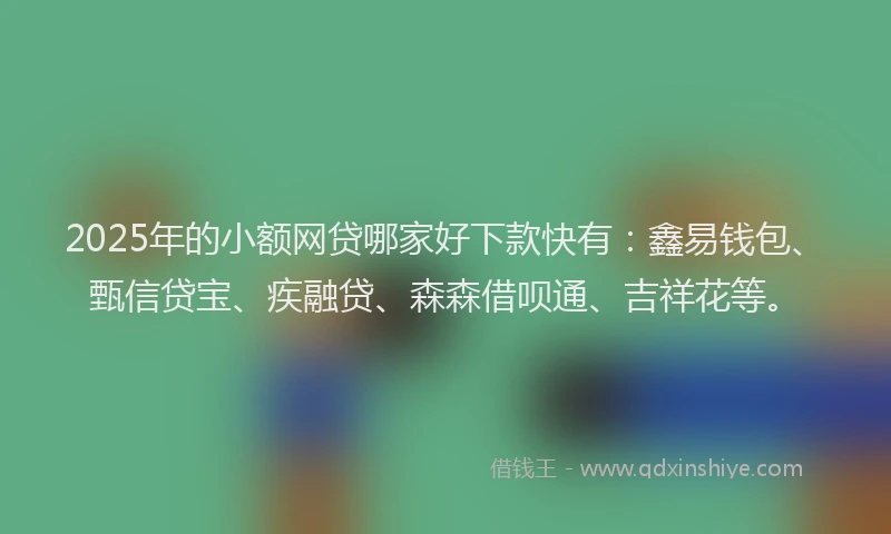 2025年的小额网贷哪家好下款快有：鑫易钱包、甄信贷宝、疾融贷、森森借呗通、吉祥花等。