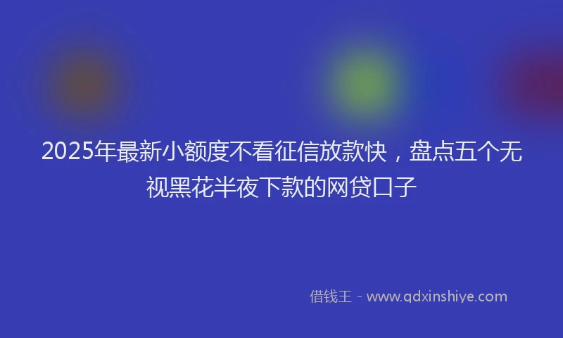 2025年最新小额度不看征信放款快，盘点五个无视黑花半夜下款的网贷口子