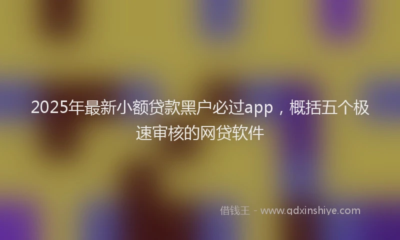 2025年最新小额贷款黑户必过app，概括五个极速审核的网贷软件
