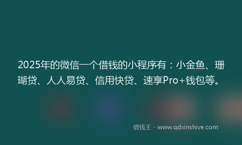 2025年的微信一个借钱的小程序有：小金鱼、珊瑚贷、人人易贷、信用快贷、速享Pro+钱包等。