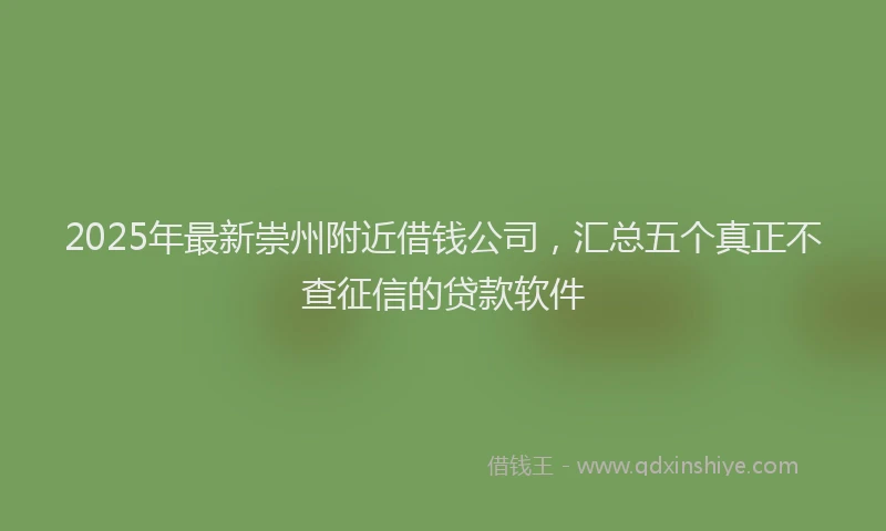2025年最新崇州附近借钱公司，汇总五个真正不查征信的贷款软件