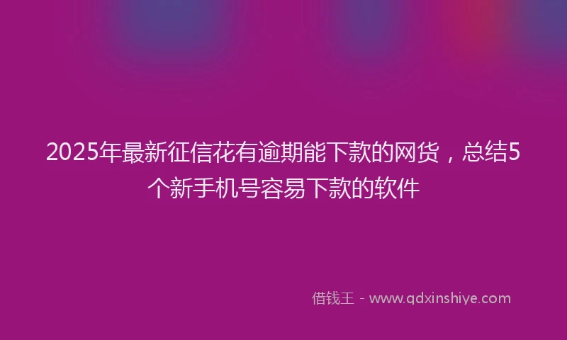 2025年最新征信花有逾期能下款的网货，总结5个新手机号容易下款的软件