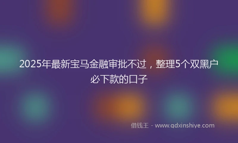 2025年最新宝马金融审批不过，整理5个双黑户必下款的口子