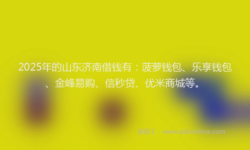 2025年的山东济南借钱有：菠萝钱包、乐享钱包、金峰易购、信秒贷、优米商城等。