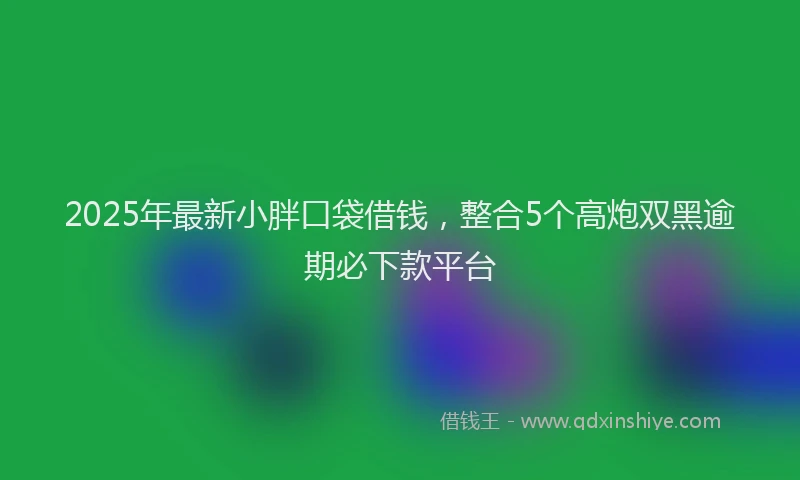 2025年最新小胖口袋借钱，整合5个高炮双黑逾期必下款平台