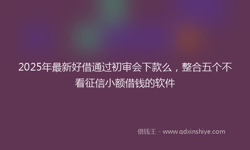2025年最新好借通过初审会下款么，整合五个不看征信小额借钱的软件