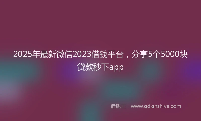 2025年最新微信2023借钱平台，分享5个5000块贷款秒下app