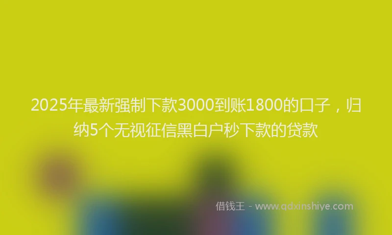 2025年最新强制下款3000到账1800的口子，归纳5个无视征信黑白户秒下款的贷款