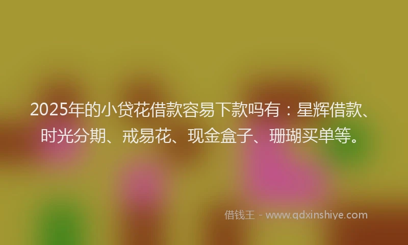 2025年的小贷花借款容易下款吗有：星辉借款、时光分期、戒易花、现金盒子、珊瑚买单等。