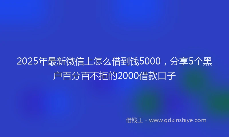2025年最新微信上怎么借到钱5000，分享5个黑户百分百不拒的2000借款口子