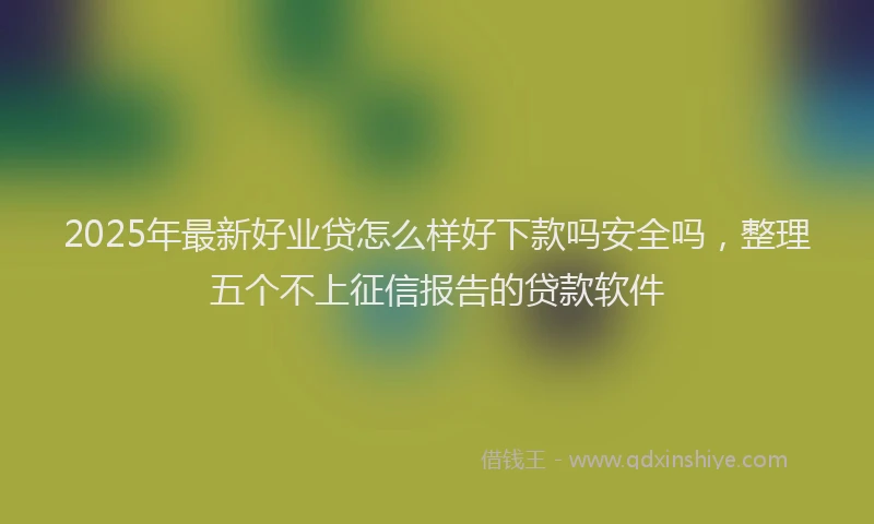 2025年最新好业贷怎么样好下款吗安全吗，整理五个不上征信报告的贷款软件