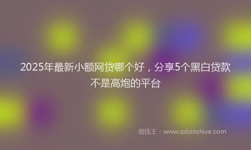 2025年最新小额网贷哪个好，分享5个黑白贷款不是高炮的平台