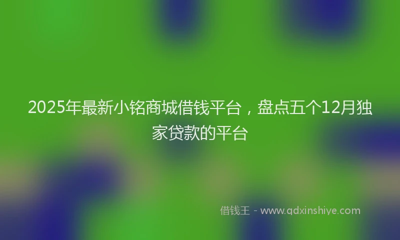 2025年最新小铭商城借钱平台，盘点五个12月独家贷款的平台