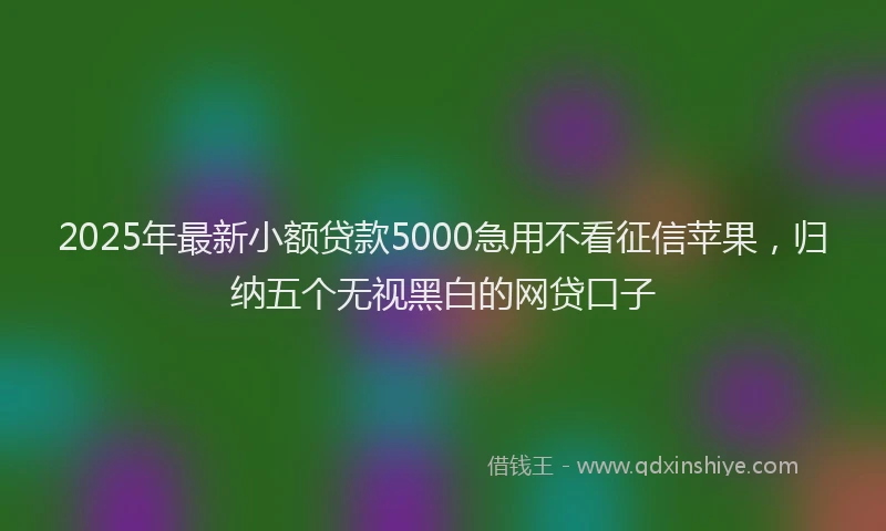 2025年最新小额贷款5000急用不看征信苹果，归纳五个无视黑白的网贷口子