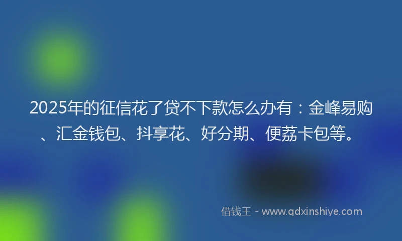 2025年的征信花了贷不下款怎么办有：金峰易购、汇金钱包、抖享花、好分期、便荔卡包等。